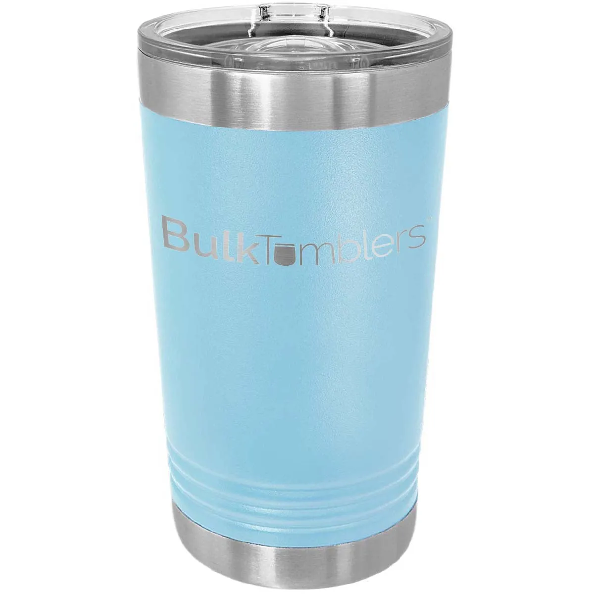 16 oz Pint Glass w Logo Laser Engraved on Insulated Stainless Steel Beer Tumblers   Lid