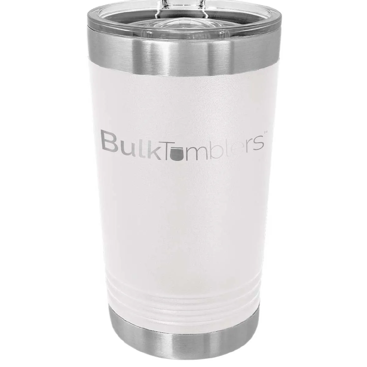 16 oz Pint Glass w Logo Laser Engraved on Insulated Stainless Steel Beer Tumblers   Lid