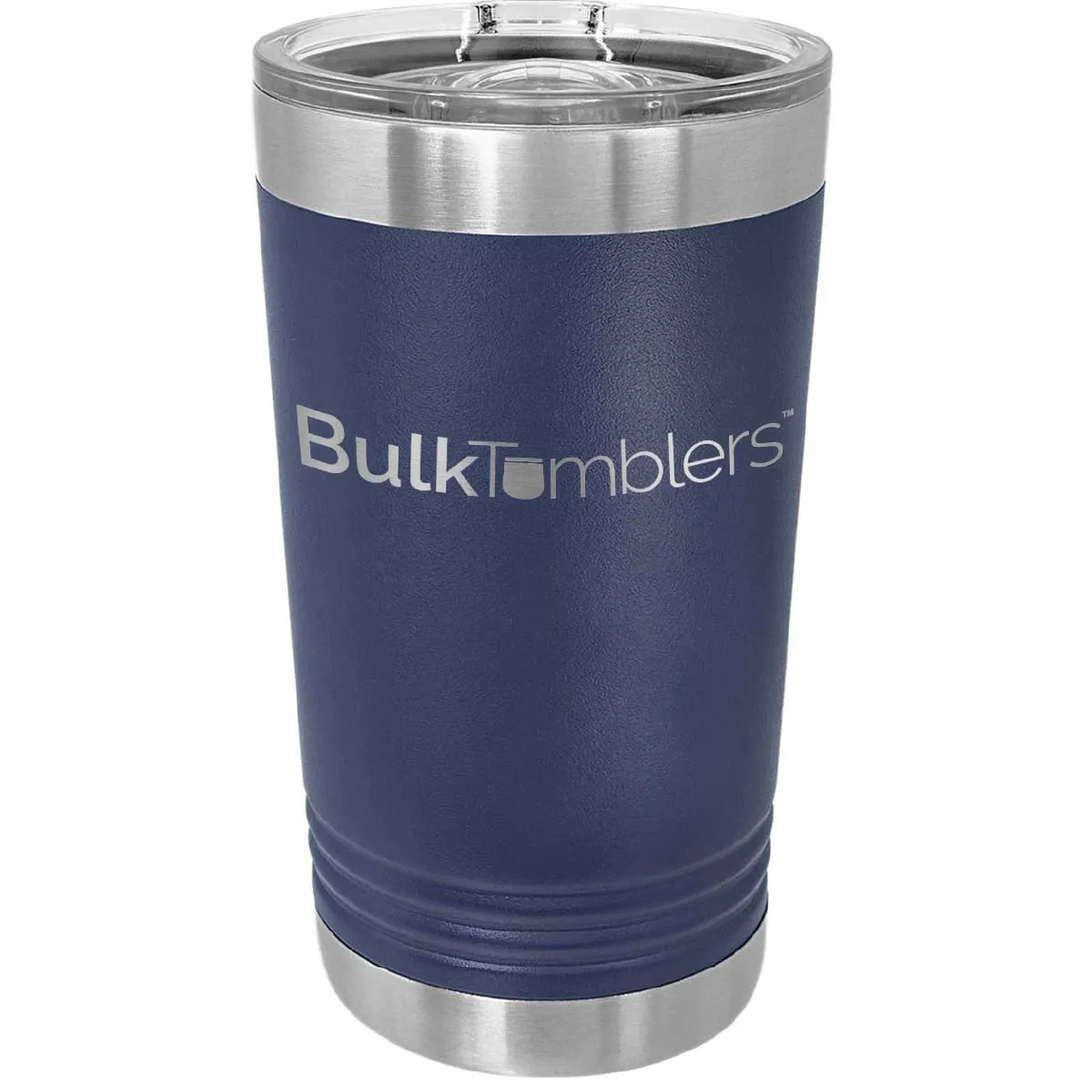 16 oz Pint Glass w Logo Laser Engraved on Insulated Stainless Steel Beer Tumblers   Lid