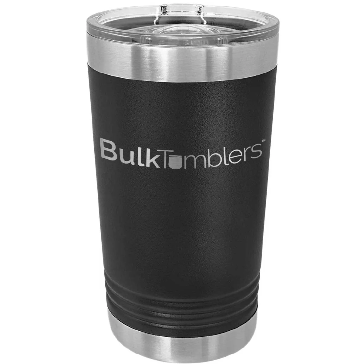 16 oz Pint Glass w Logo Laser Engraved on Insulated Stainless Steel Beer Tumblers   Lid