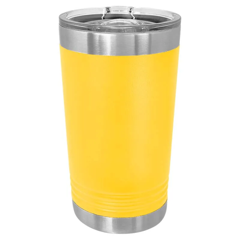 16 oz Pint Glass w Logo Laser Engraved on Insulated Stainless Steel Beer Tumblers   Lid