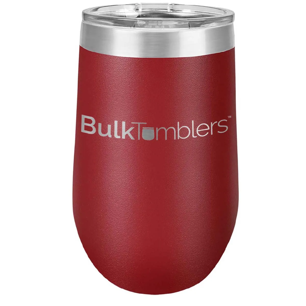 16 oz Wine Tumbler with Logo Laser Engraved on Insulated Stainless Steel Wine Tumblers   Lid