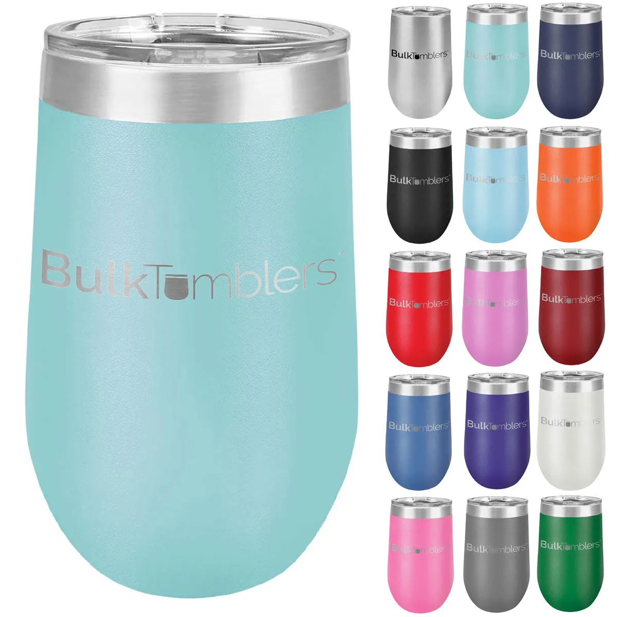 16 oz Wine Tumbler with Logo Laser Engraved on Insulated Stainless Steel Wine Tumblers   Lid