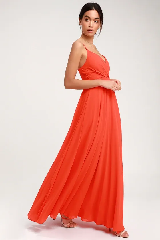 All About Love Coral Red Maxi Dress