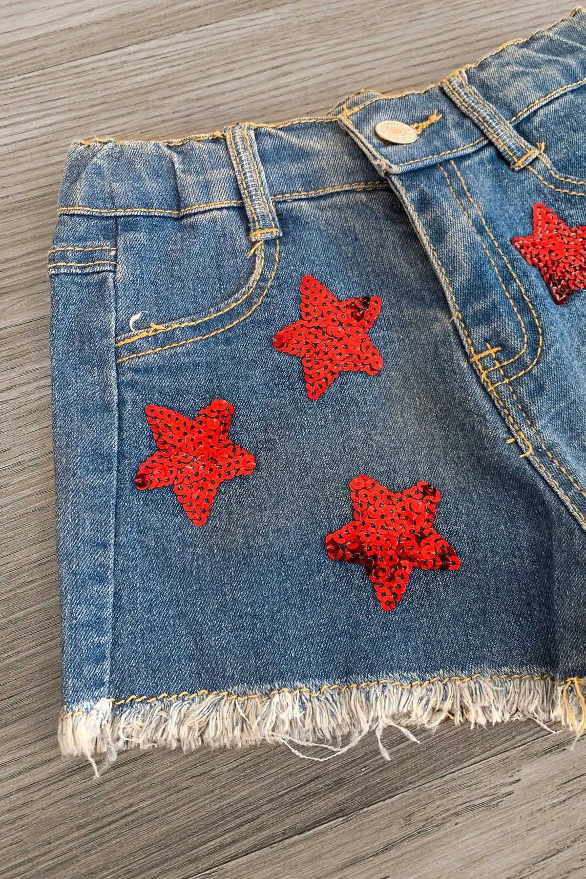 American Sequin Stars & Stripes Denim Short Set