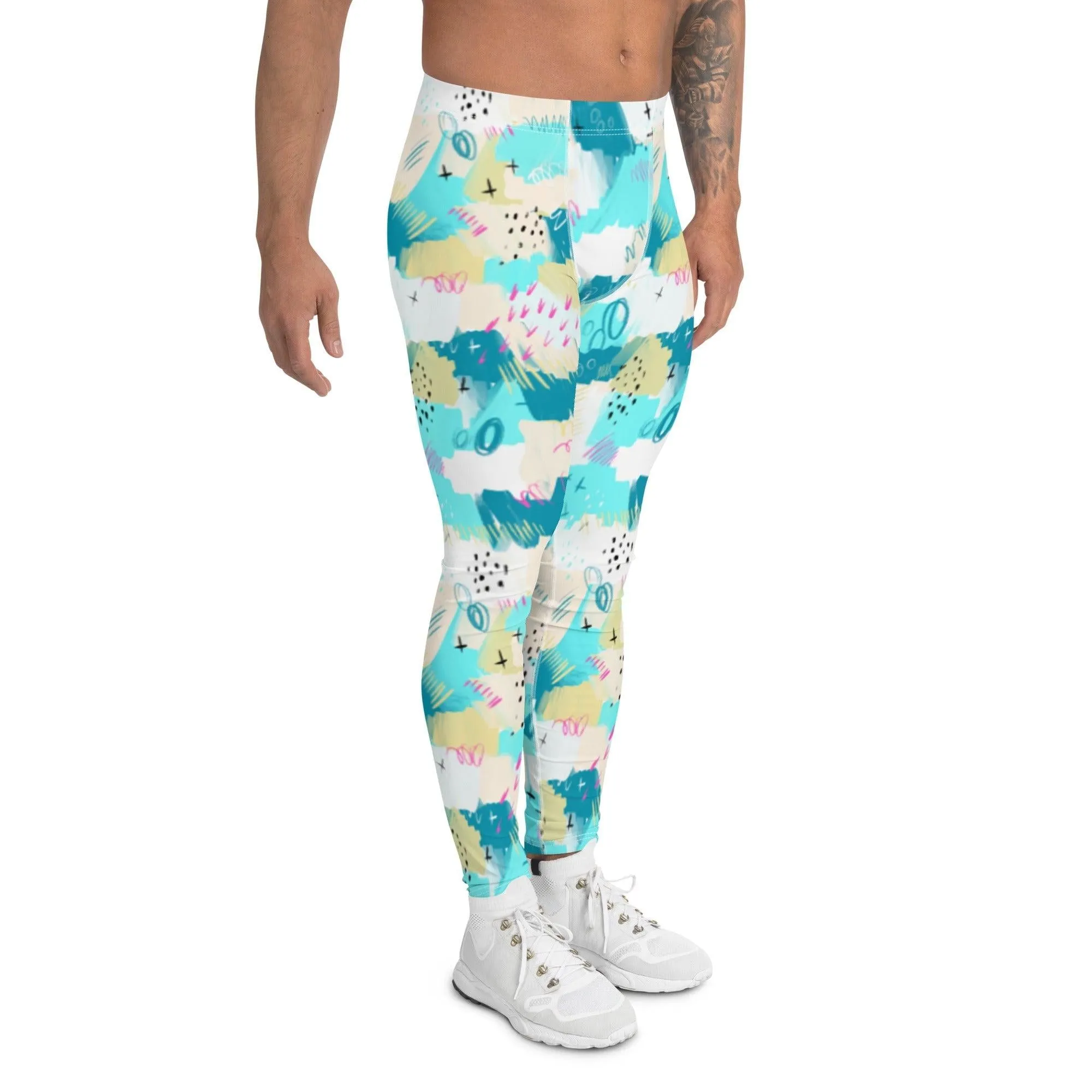 Aqua Abstract Men's Leggings