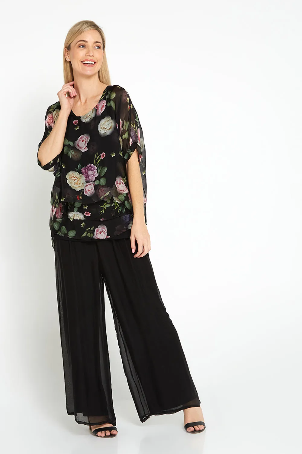 Arlette Silk Pants - Black