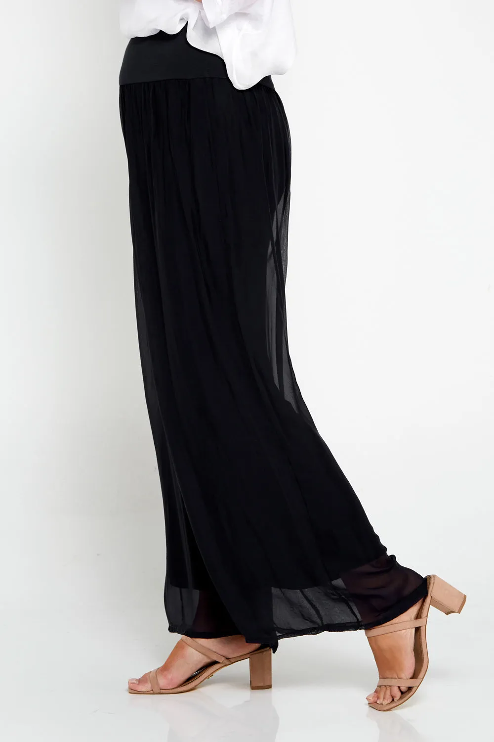 Arlette Silk Pants - Black