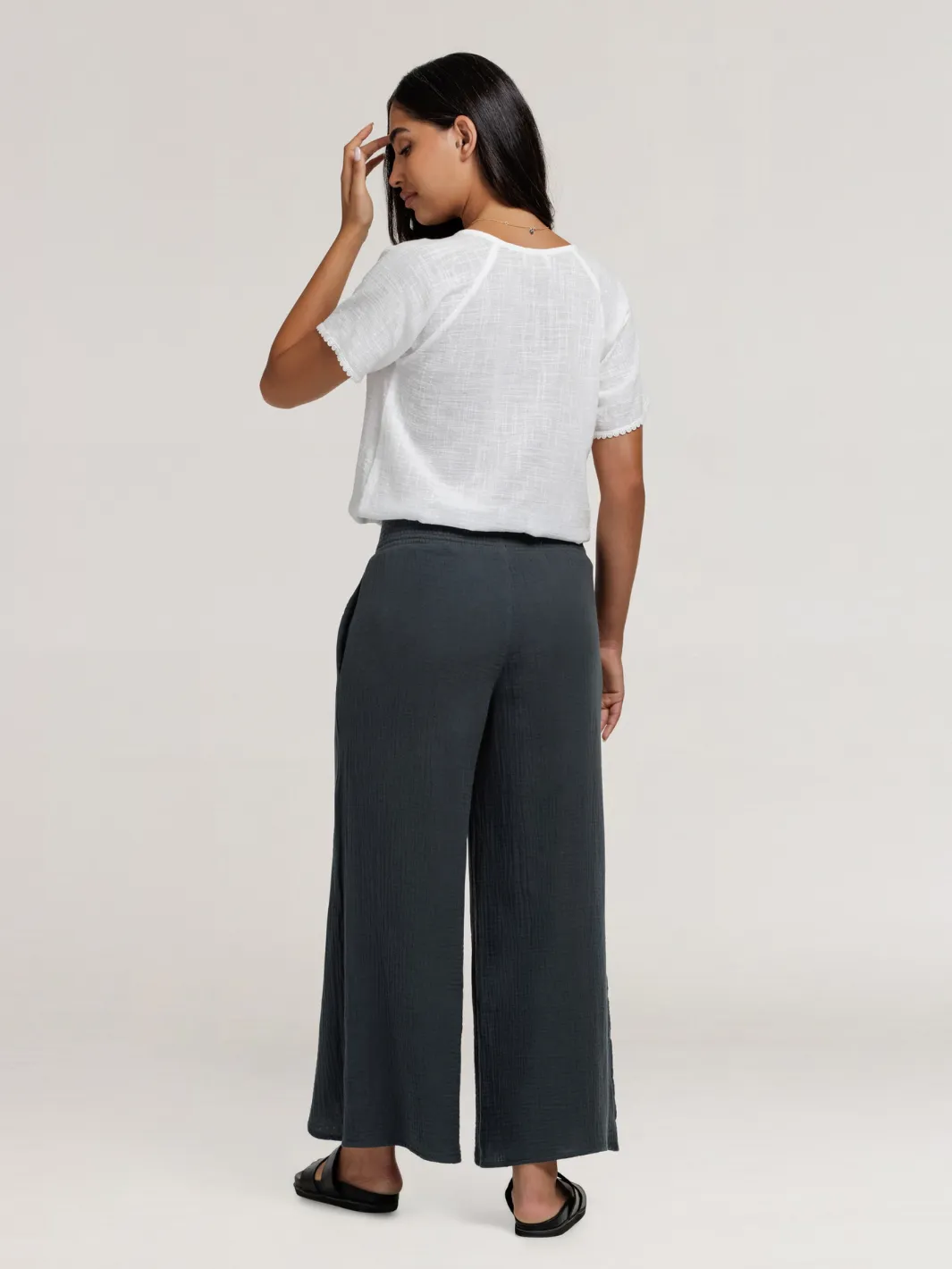 Asana Cotton Wrap Pants Charcoal