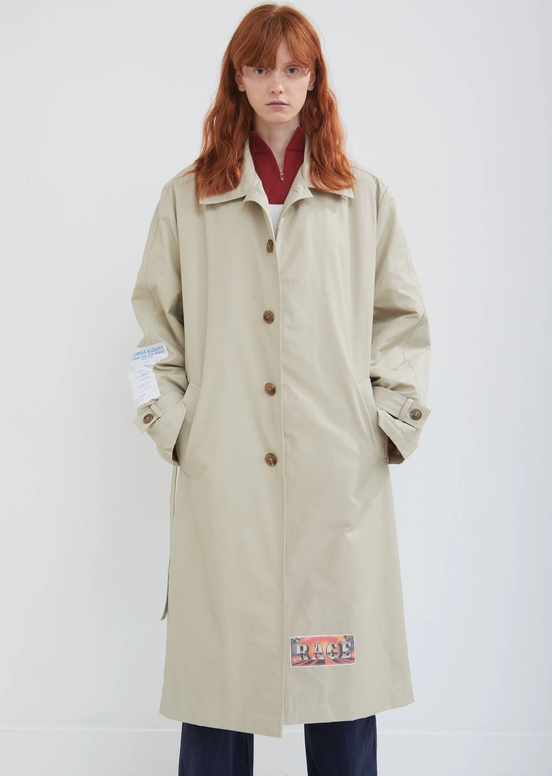 Belted Appliqué Trench Coat