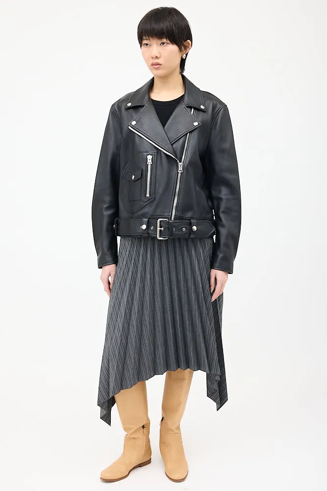 Black Leather New Merlyn Biker Jacket