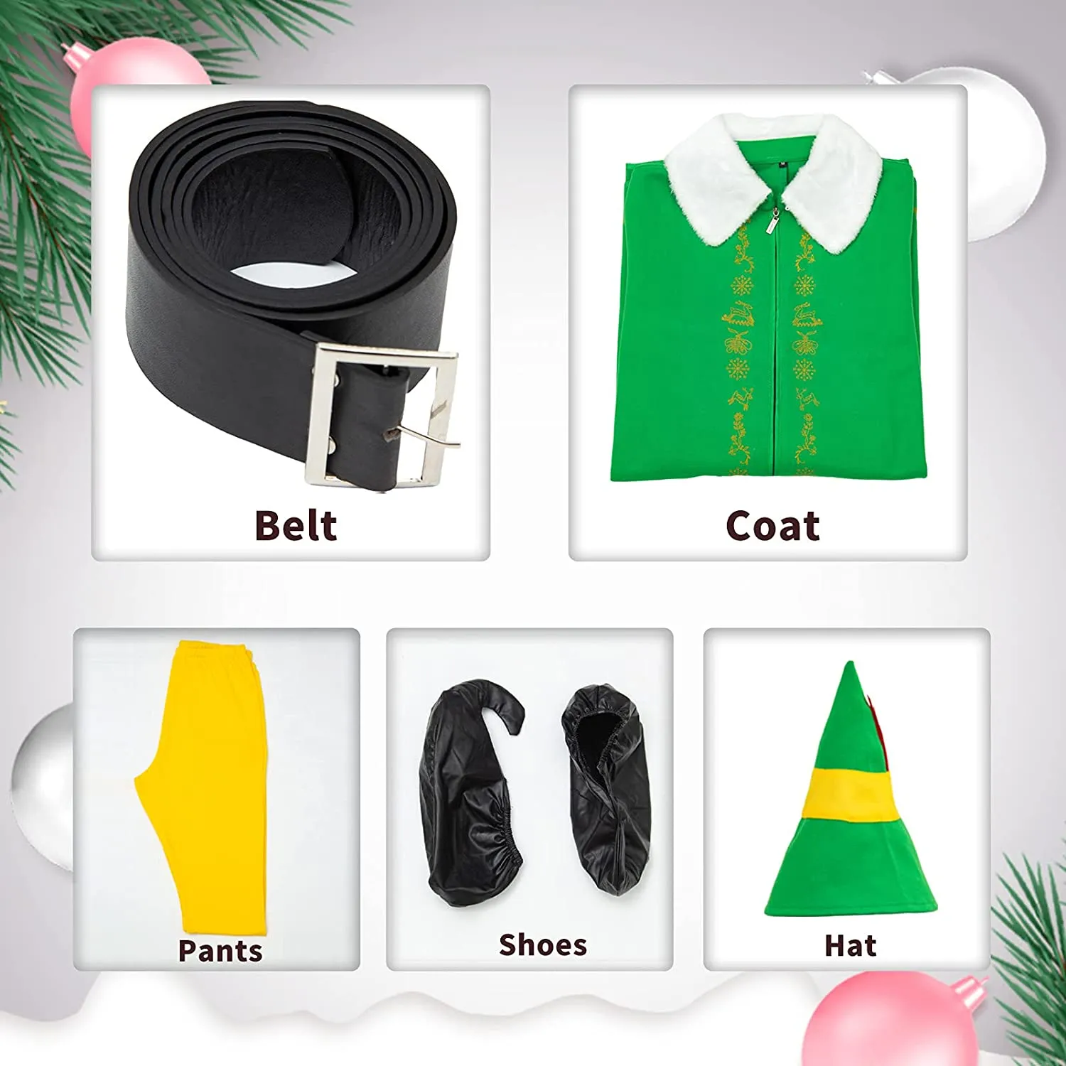 Buddy Elf Christmas Cosplay Costume Full Set Party Costumes for Men