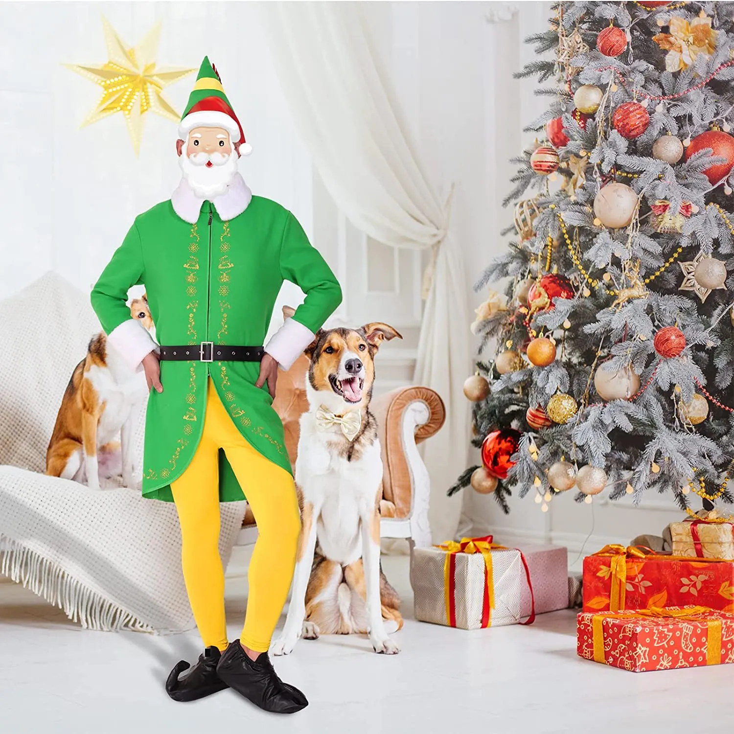 Buddy Elf Christmas Cosplay Costume Full Set Party Costumes for Men