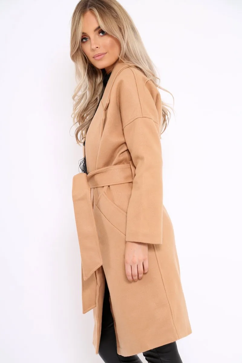 Camel Long Duster Coat - Nina