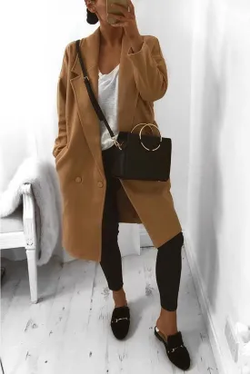 Camel Long Duster Coat - Nina