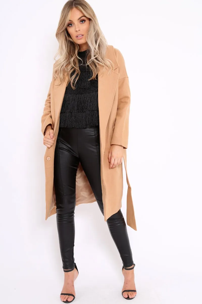 Camel Long Duster Coat - Nina