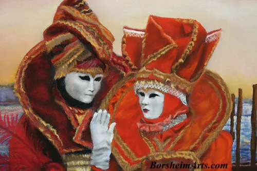 Carnevale Sunrise Venice Italy Costumed Couple Carnival Fat Tuesday