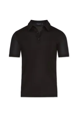 David August Mercerized Cotton Polo Black