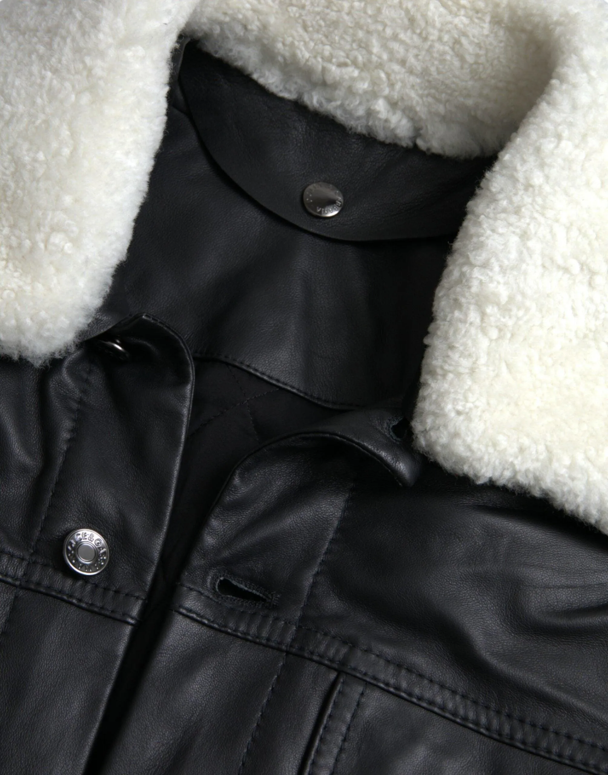 Dolce & Gabbana Fur Collar Leather Biker Jacket