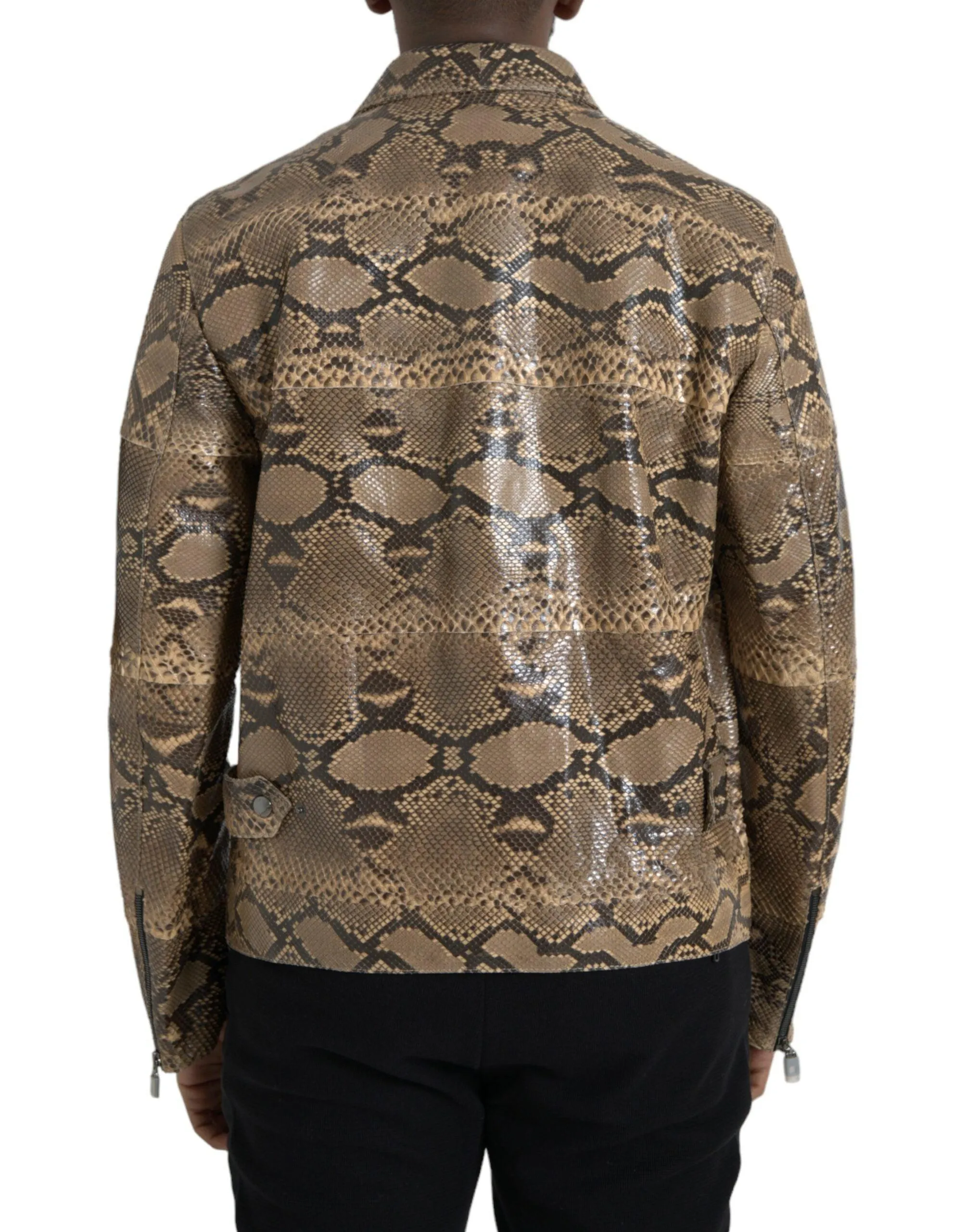 Dolce & Gabbana Leather Button Front Biker Jacket