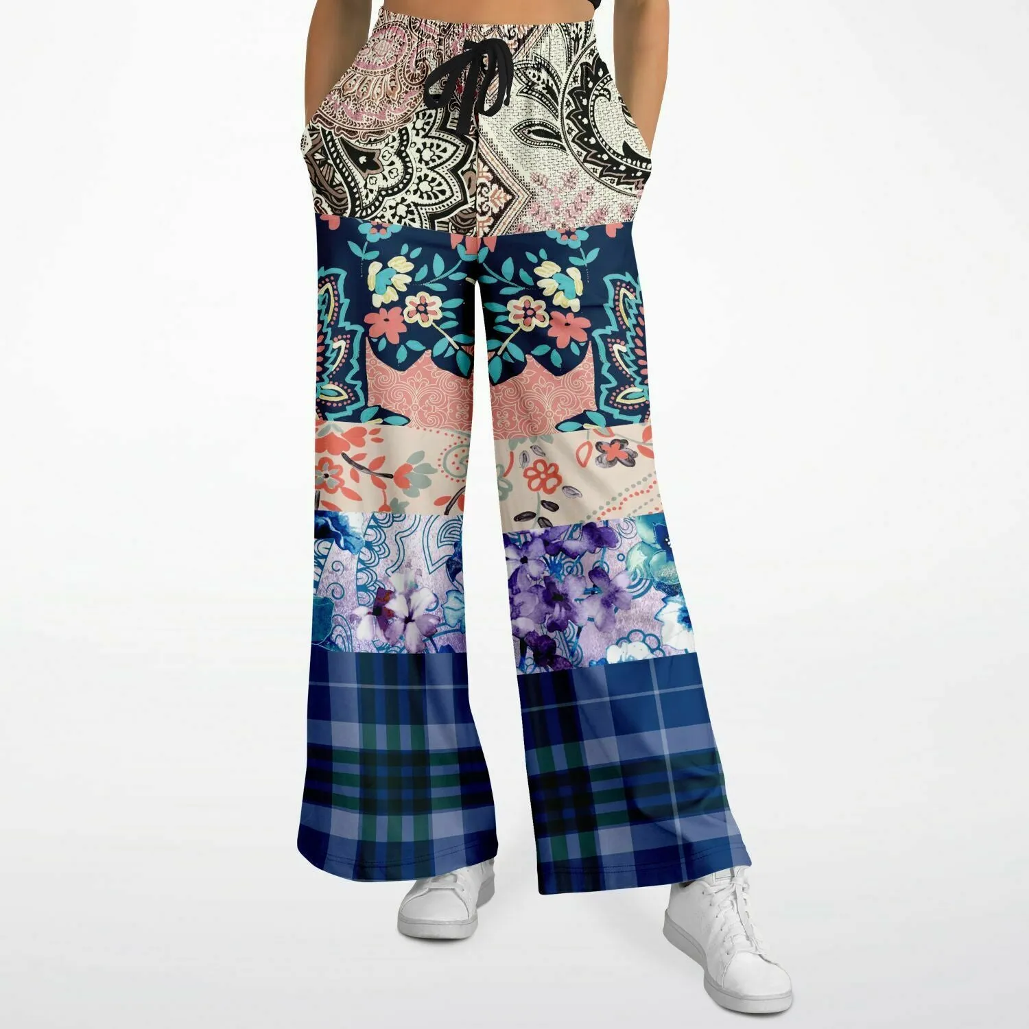 Dolores Park Paisley Plaid Eco-Poly Wide Leg Pants