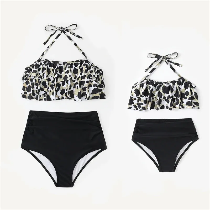 Family Matching Cheetah Print Bikini Animal Print Cheetah Swim Trunks