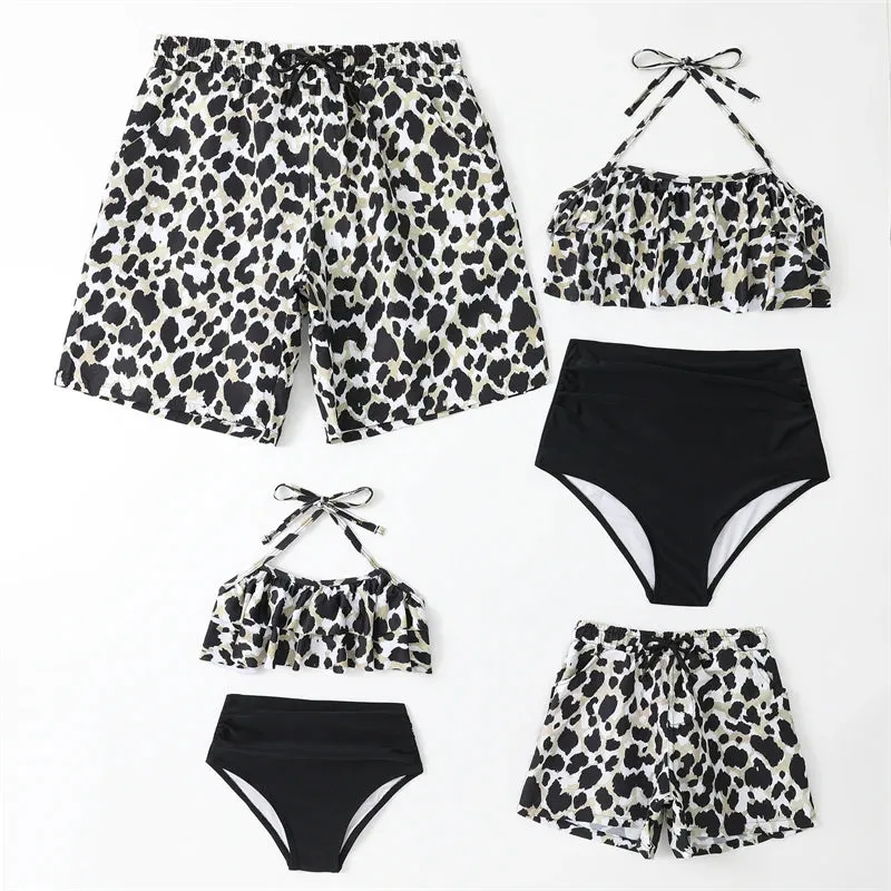 Family Matching Cheetah Print Bikini Animal Print Cheetah Swim Trunks