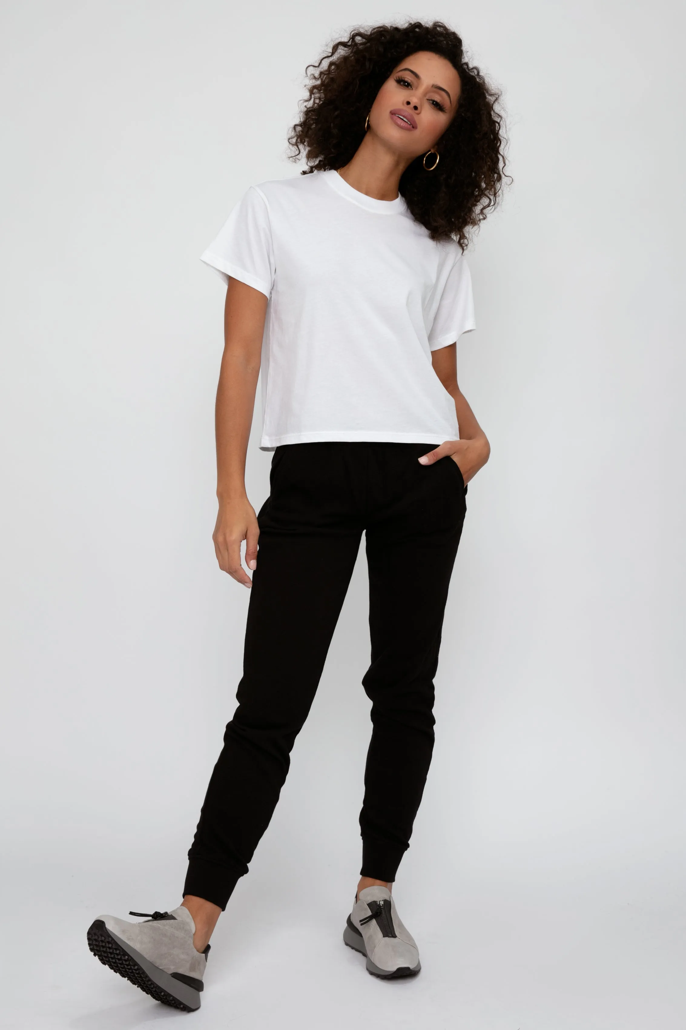 French Terry Slim Sweatpant in Black