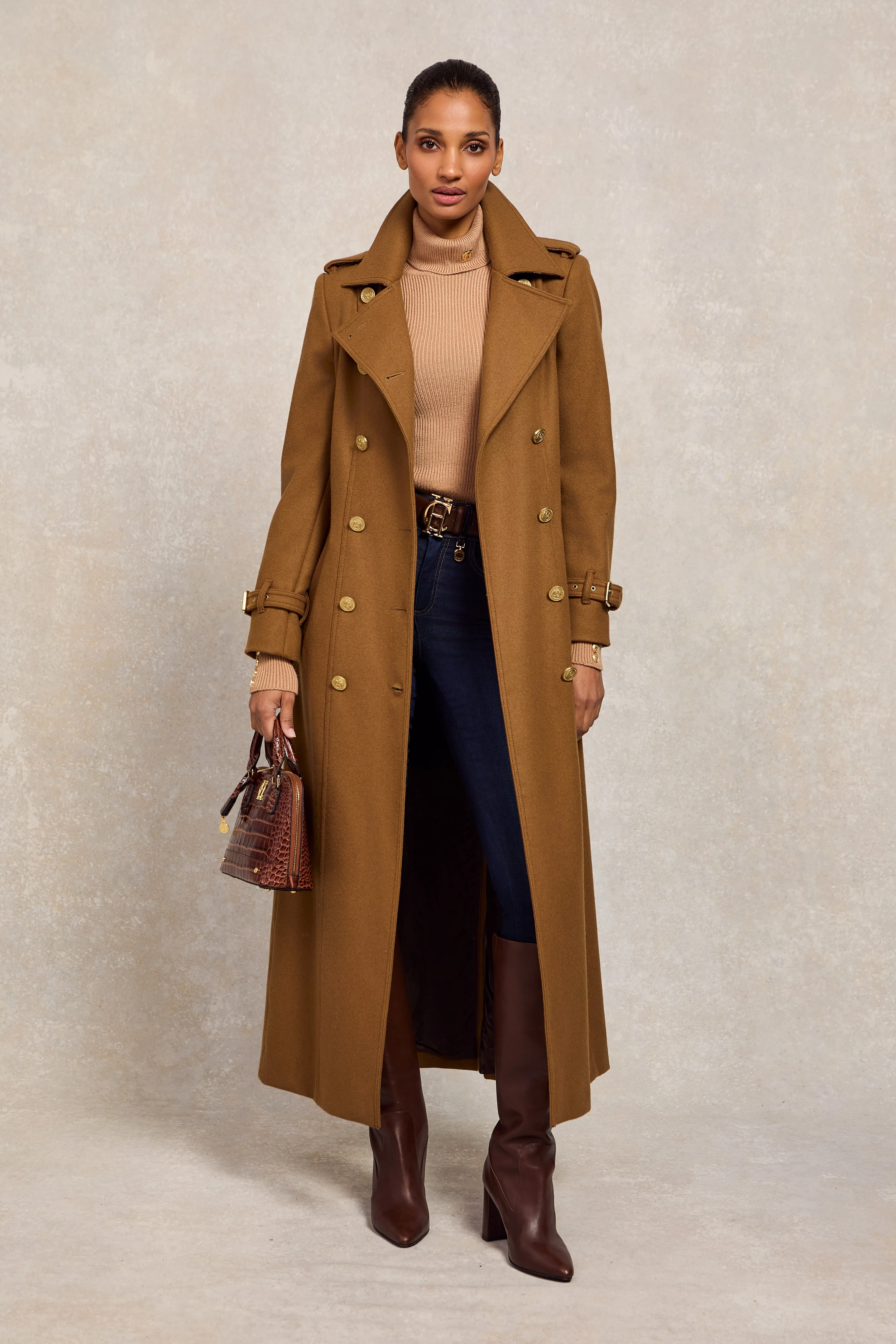 Full Length Chelsea Trench Coat (Dark Camel)