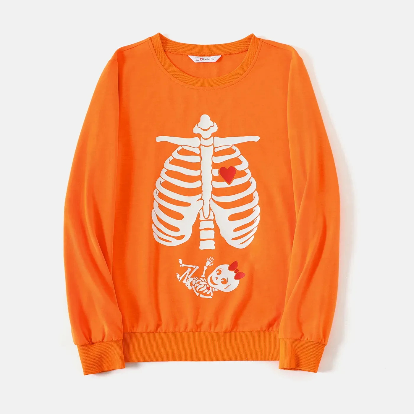 Glowing Family Matching Outfits Halloween Glow In The Dark Skeleton Print Long-sleeve Pullover Sweatshirts