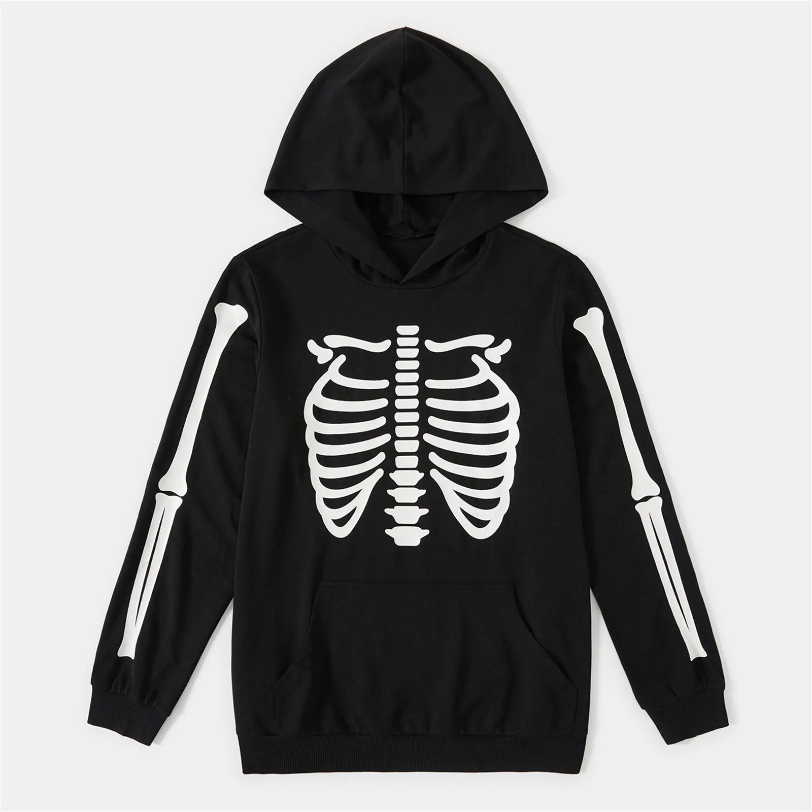 Glowing Family Matching Outfits Halloween Glow In The Dark Skeleton Print Long-sleeve Pullover Sweatshirts