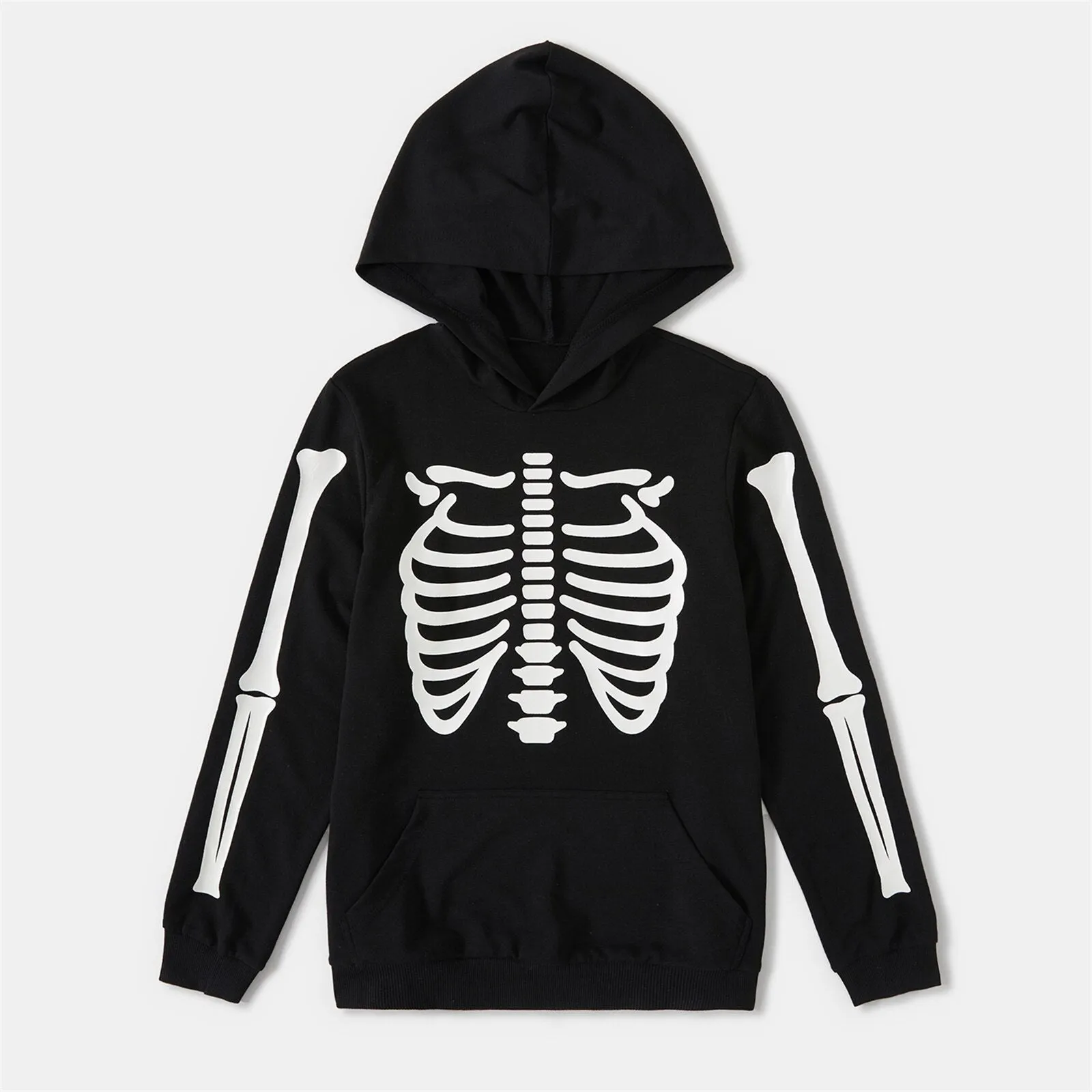 Glowing Family Matching Outfits Halloween Glow In The Dark Skeleton Print Long-sleeve Pullover Sweatshirts