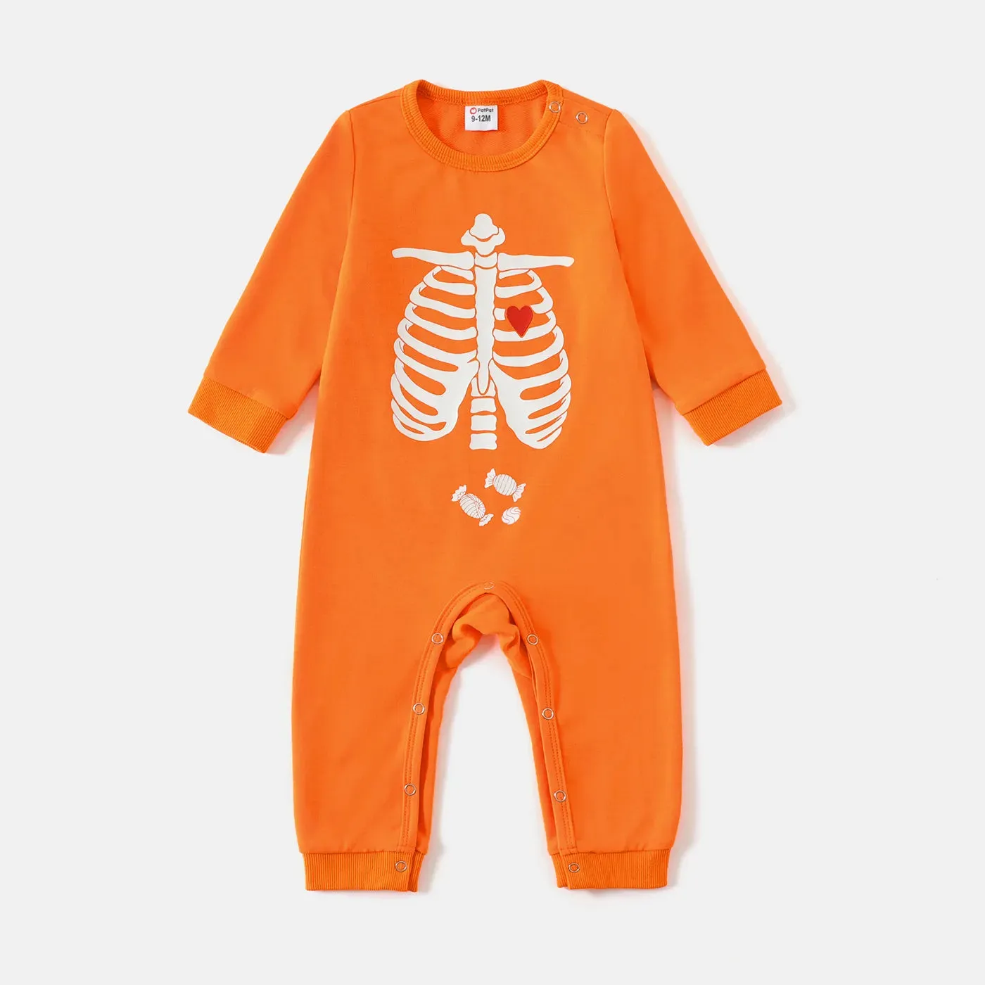 Glowing Family Matching Outfits Halloween Glow In The Dark Skeleton Print Long-sleeve Pullover Sweatshirts