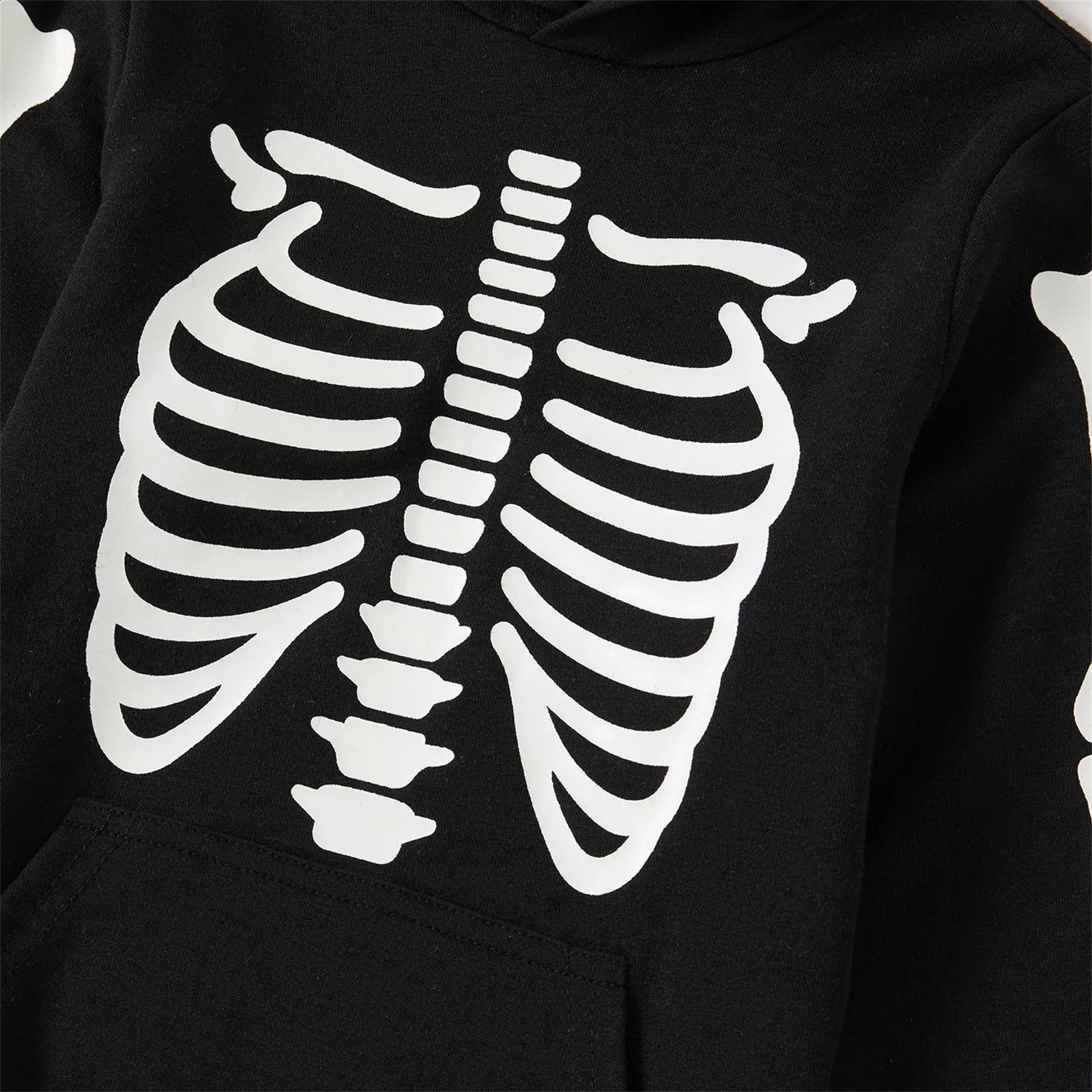 Glowing Family Matching Outfits Halloween Glow In The Dark Skeleton Print Long-sleeve Pullover Sweatshirts