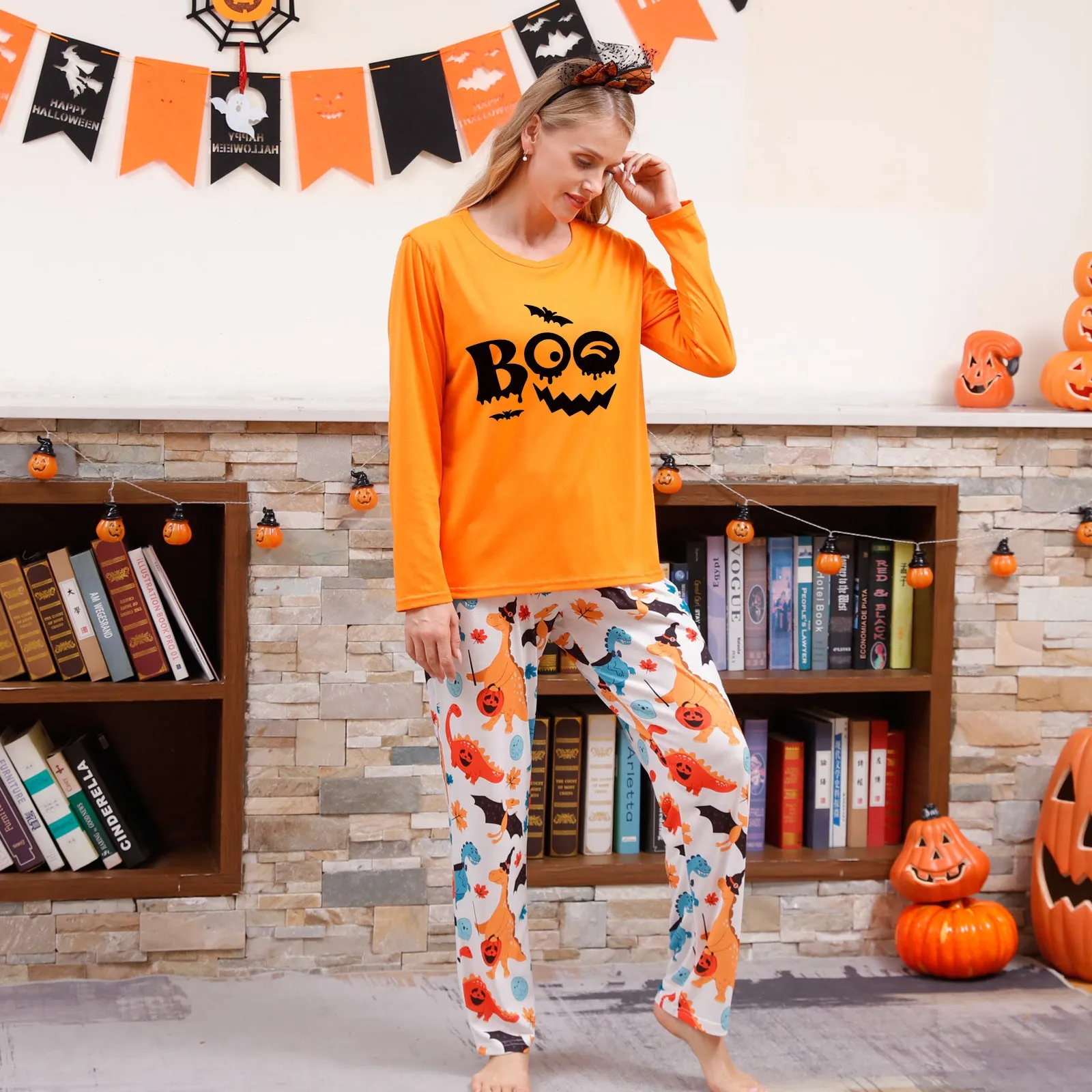 Halloween Family Pajama Trick or Treat Boo Matching Halloween Skull Print Sleepwear Family Look Pyjamas