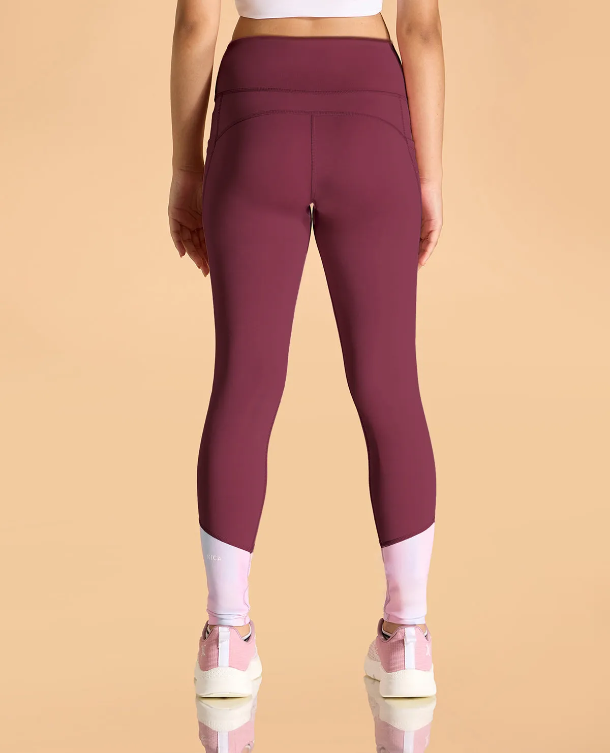 High Waisted Colourblock Stretchable Leggings For Girls