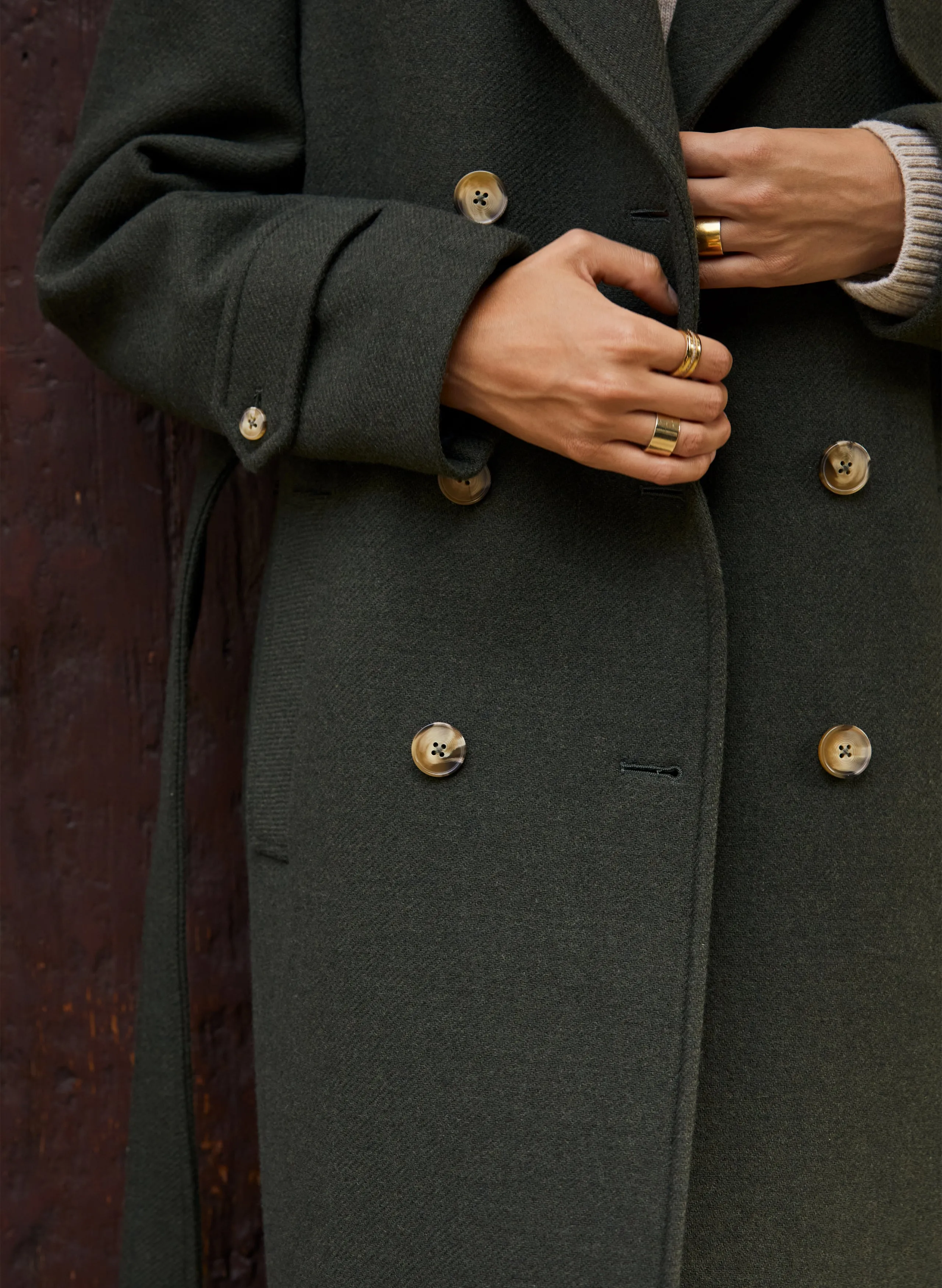 Ingrid Belted Wool Trench Coat