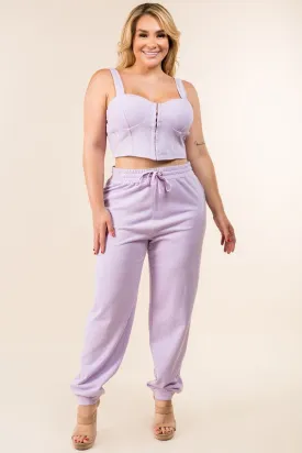 KeKe Lavender Plus Size Corset and Jogger Set