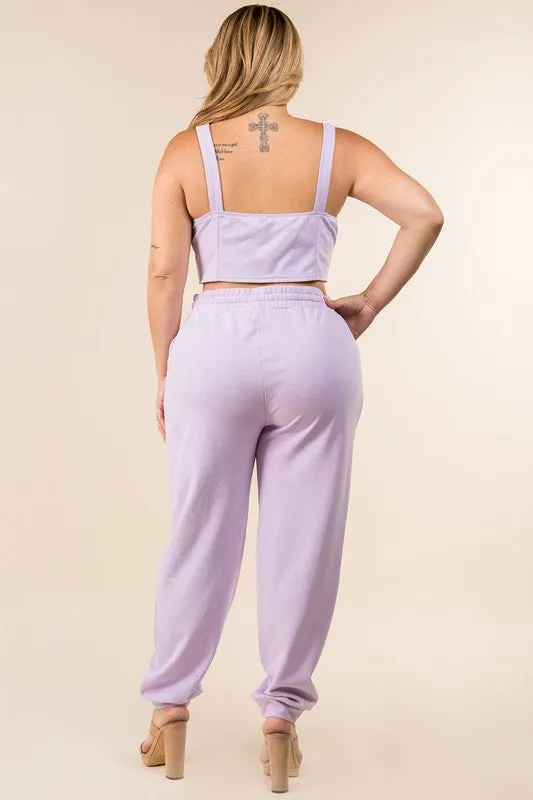 KeKe Lavender Plus Size Corset and Jogger Set