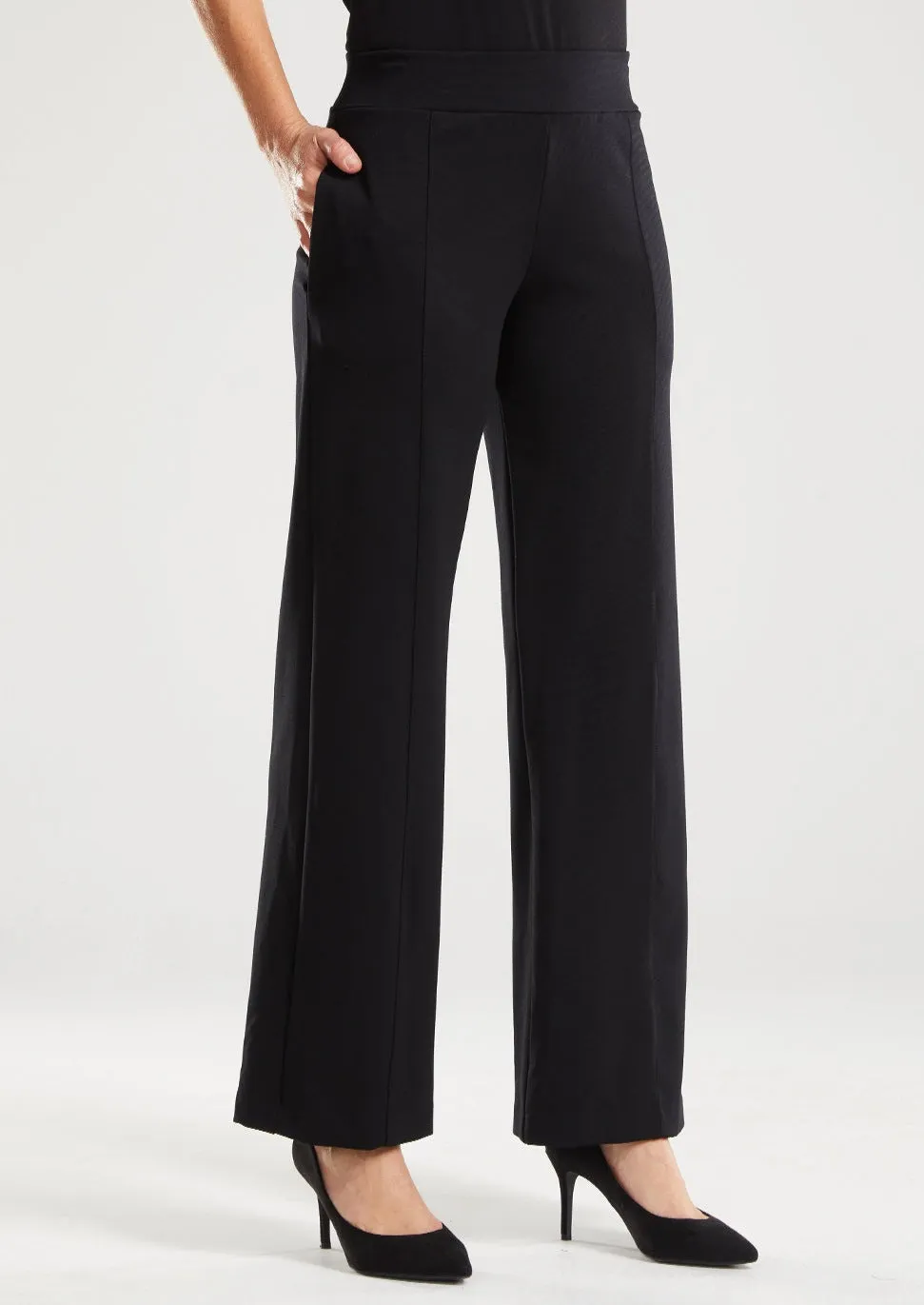 Marist ponte wide leg pant in Black