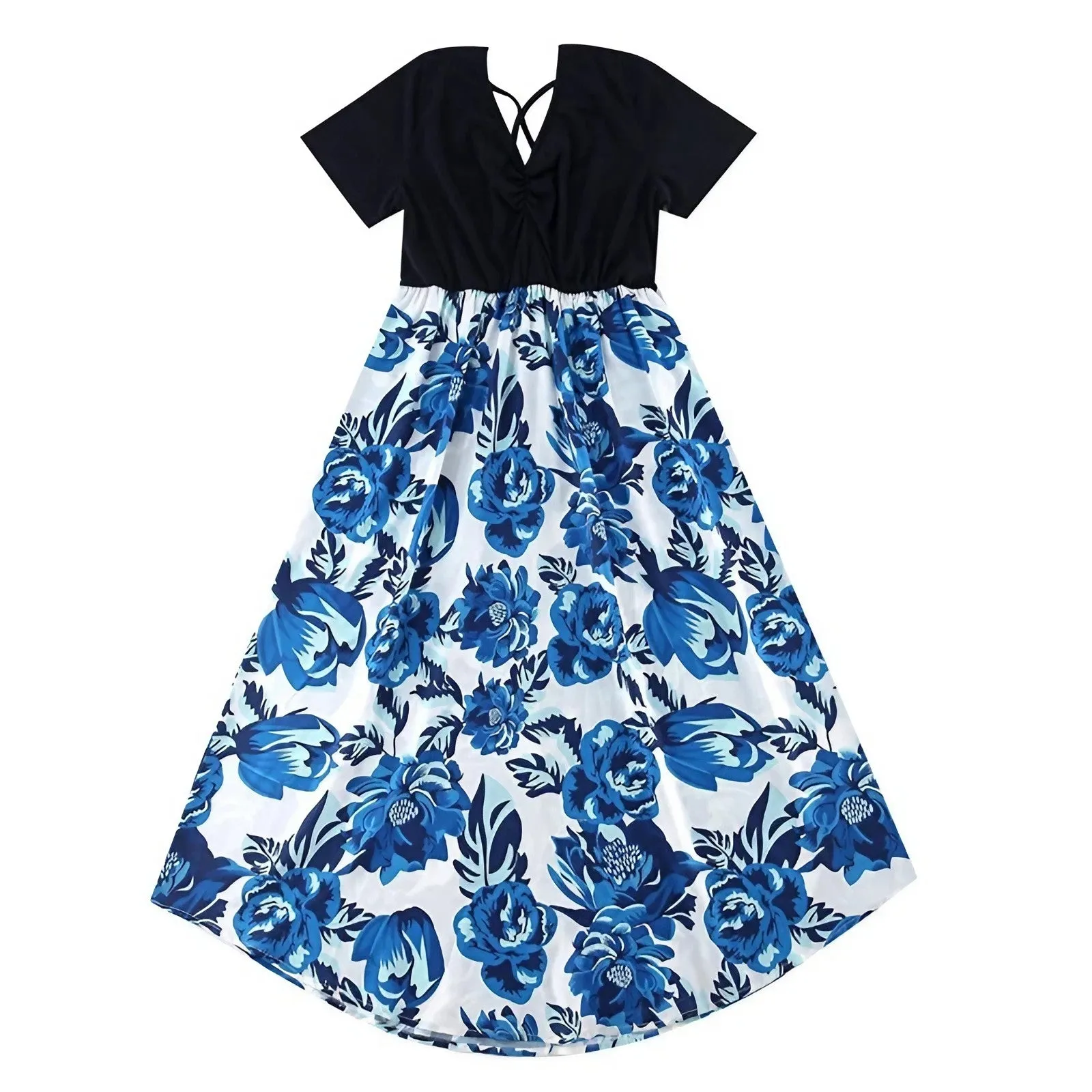 Matching Family Outfits Floral Print Dress Blue Denim Family Sets