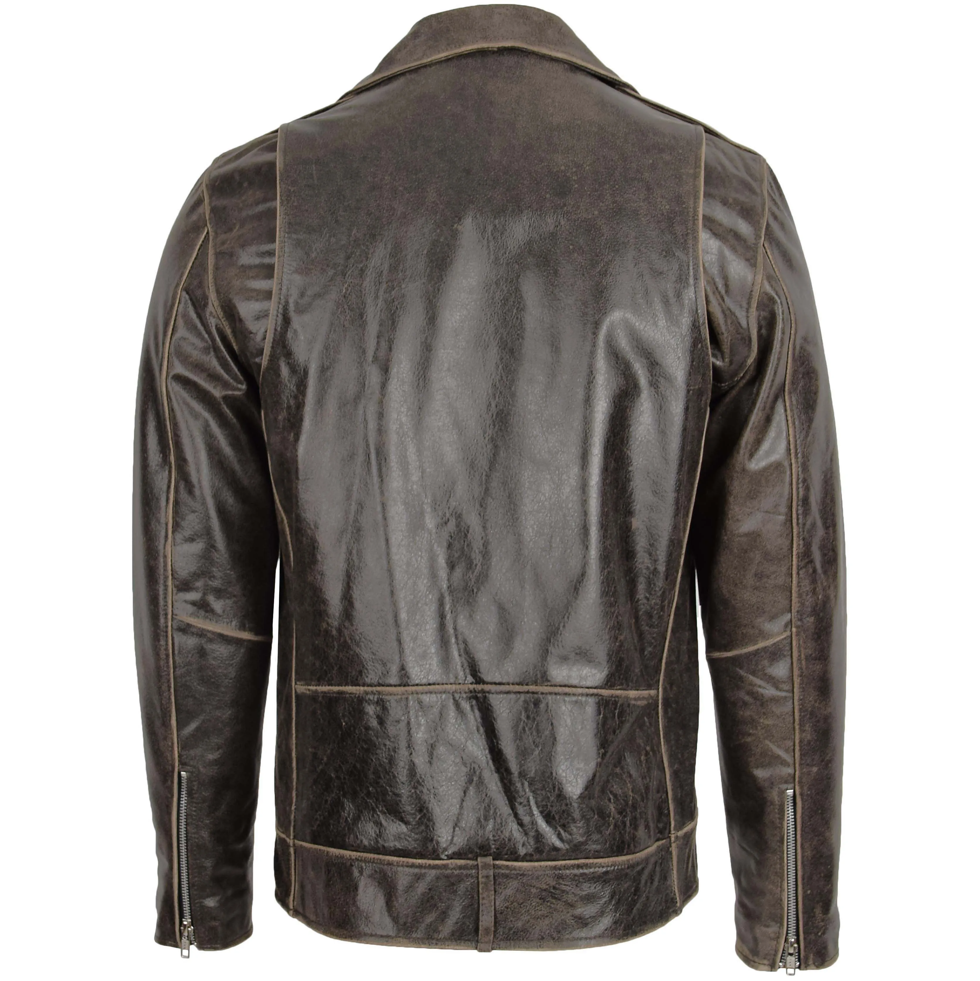 Mens Leather Biker Brando Design Jacket Neil Brown