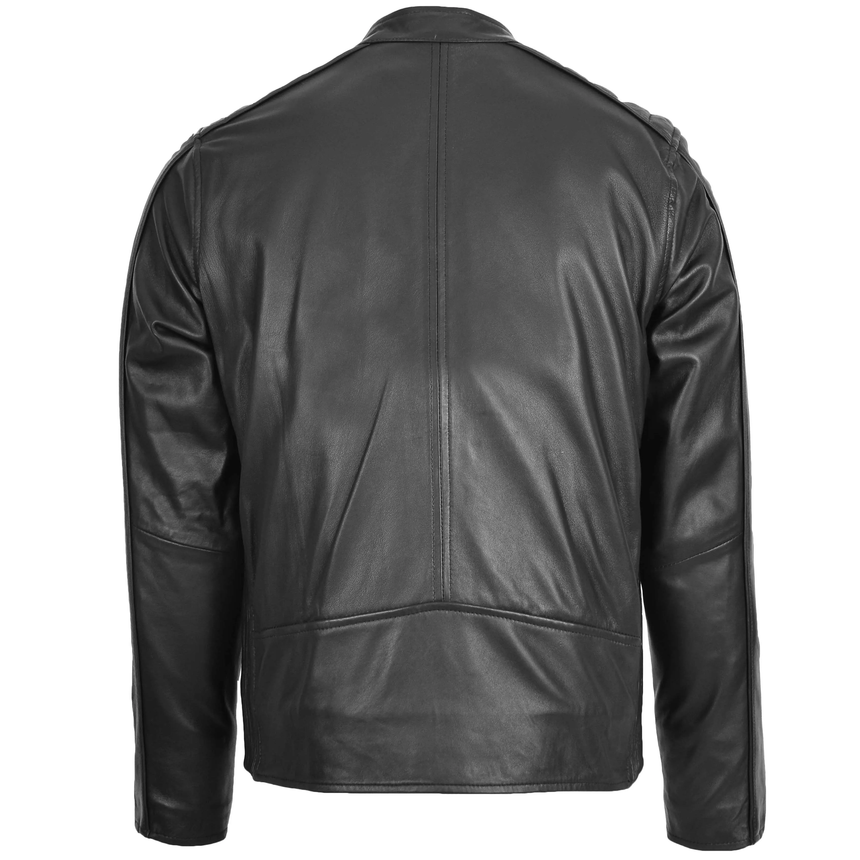 Mens Leather Casual Biker Fashion Jacket Andy Black