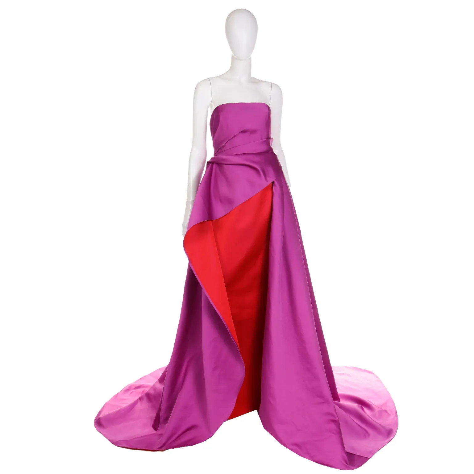 New 2022 Carolina Herrera Deadstock Strapless Red & Purple Evening Dress $5990