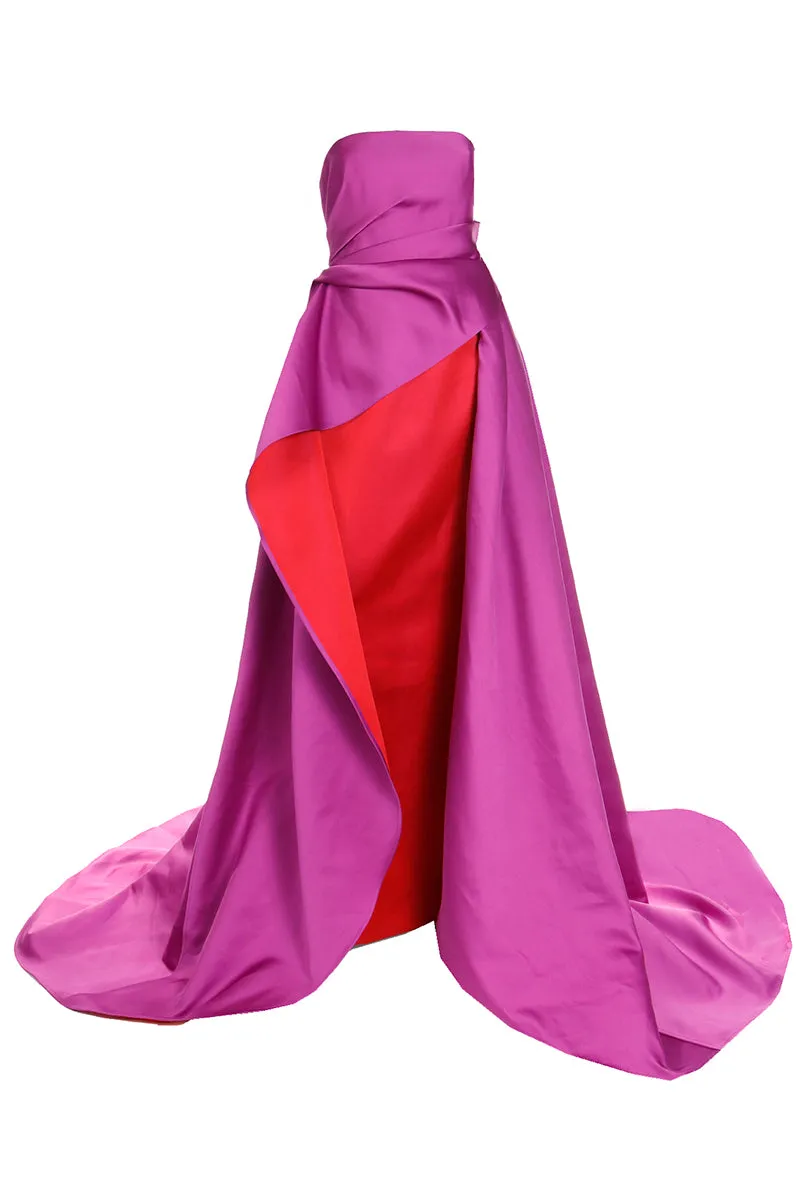 New 2022 Carolina Herrera Deadstock Strapless Red & Purple Evening Dress $5990