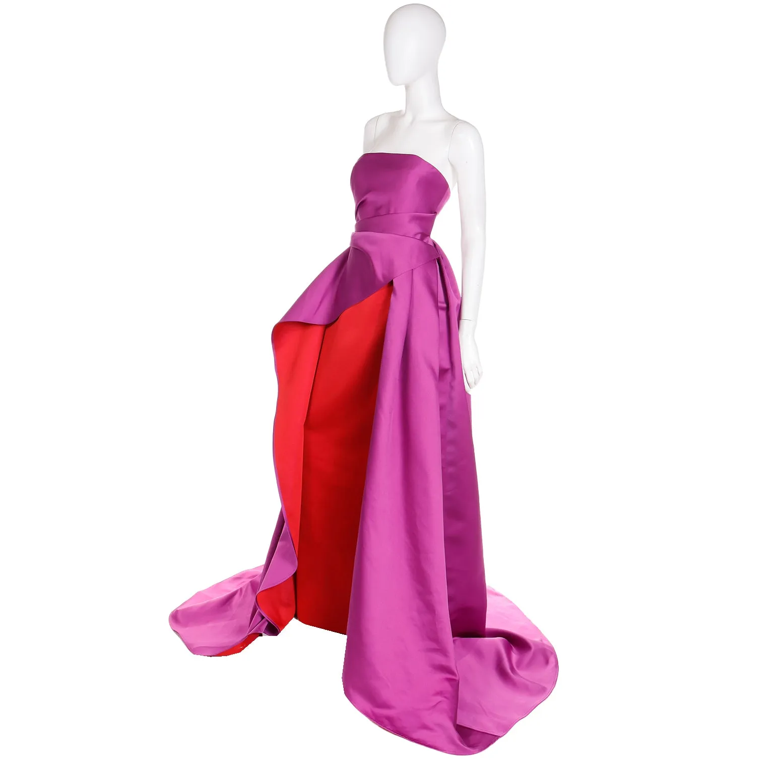 New 2022 Carolina Herrera Deadstock Strapless Red & Purple Evening Dress $5990