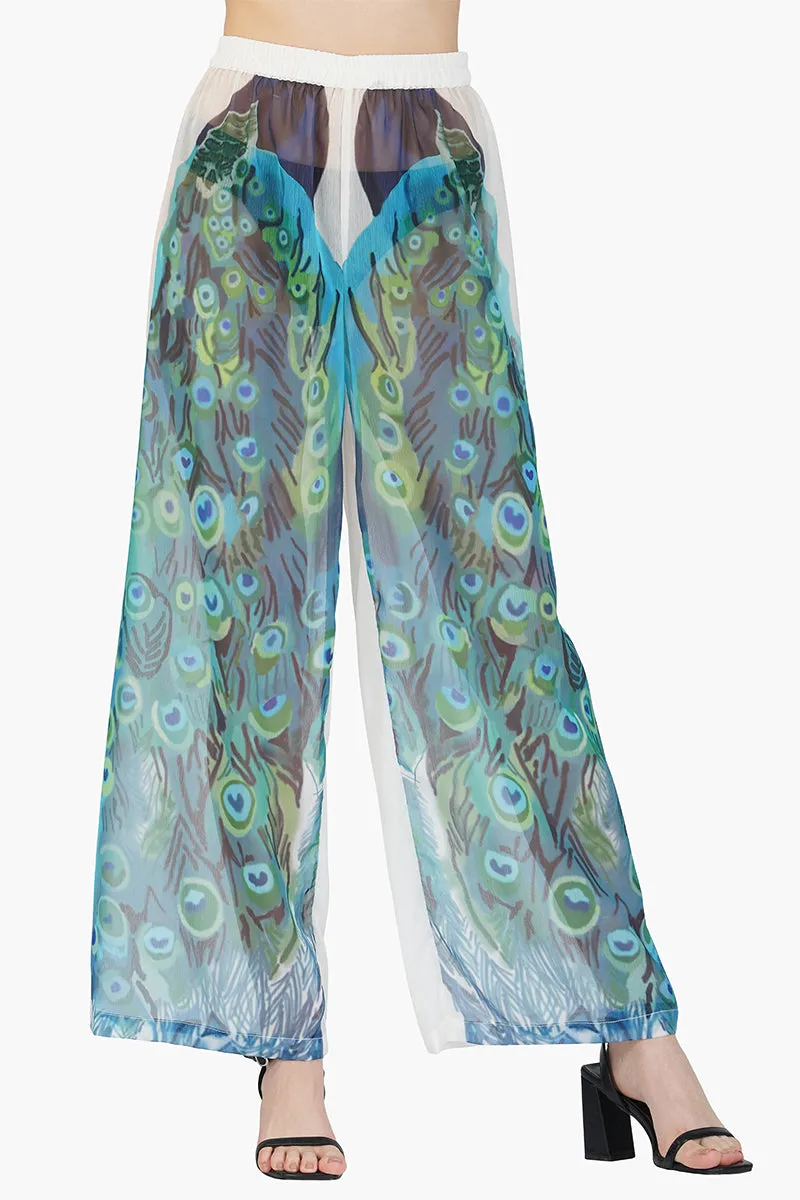 Peacock Chiffon Cover Up Pants