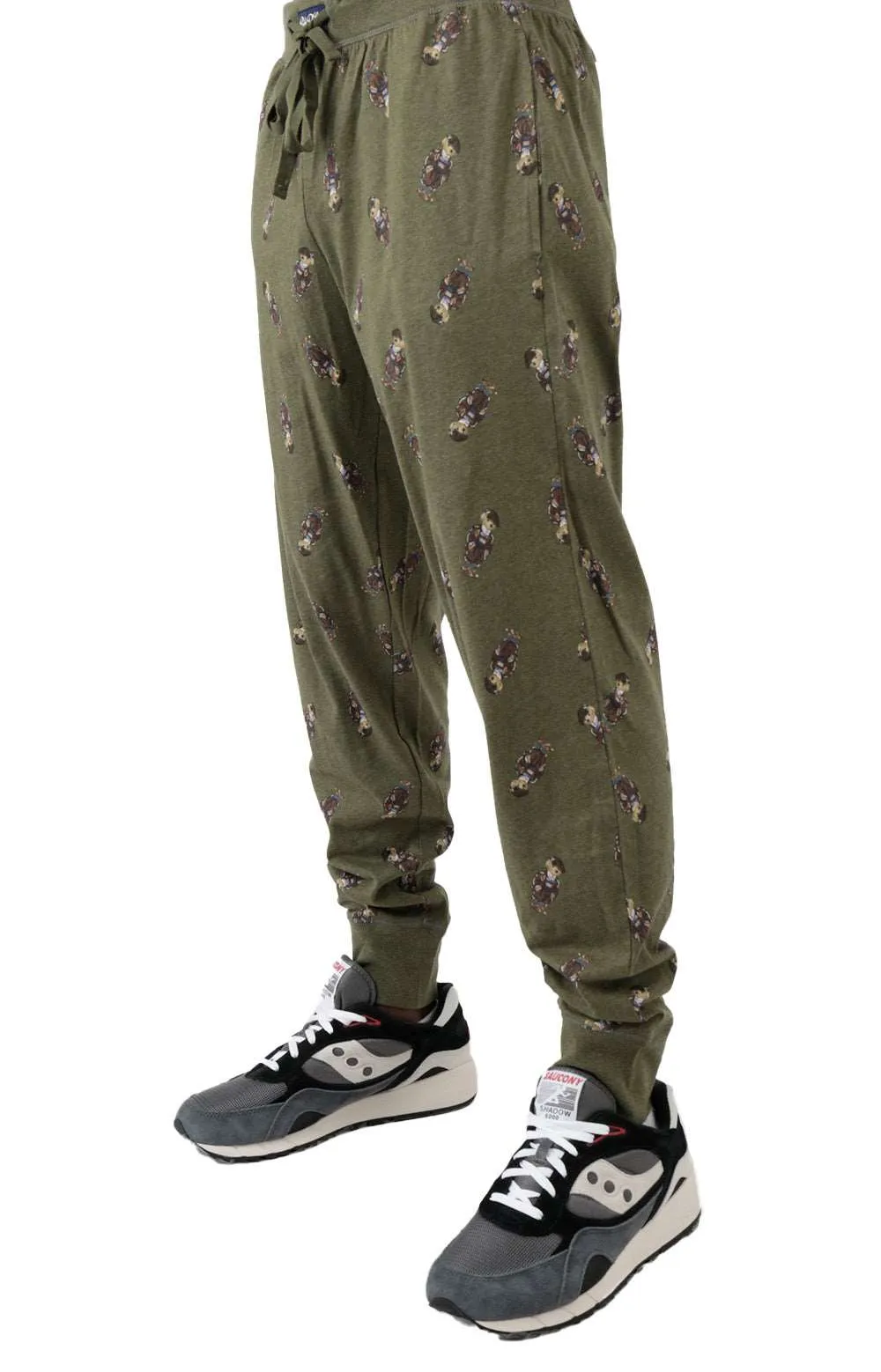 Polo Ralph Lauren Green Ribbed Pajama Jogger with Heritage Bear Print