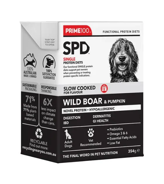 Prime100 SPD Single Protein Diets Slow Cooked Wet Dog Food (Wild Boar & Pumpkin)