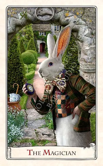 The White Rabbit "I'm late!" art doll, with traditional printed "tweed" jacket